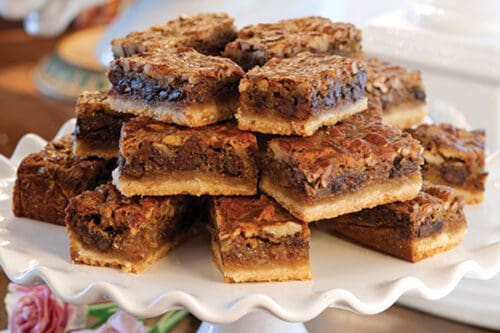 Squares of Kentucky Derby Bars on a White Stand