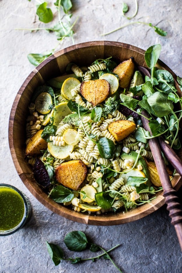 Goat Cheese, Roasted Beet and Basil Pasta Salad