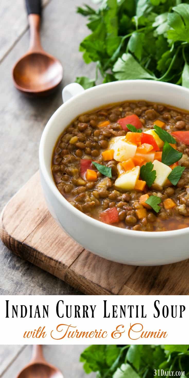 Easy Indian Curry Lentil Soup Recipe with Turmeric and Cumin | 31Daily.com