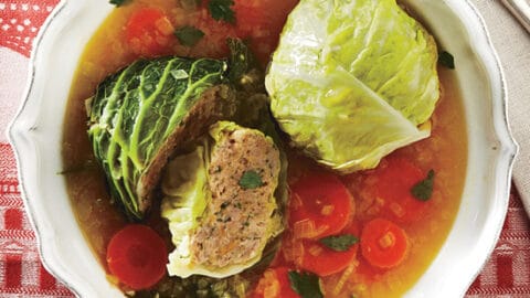 Meat Cabbage Cake in Broth