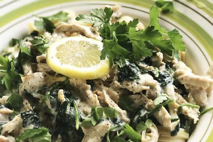 Quick and Easy: Chicken Fettucini Alfredo with Spinach and Lemon