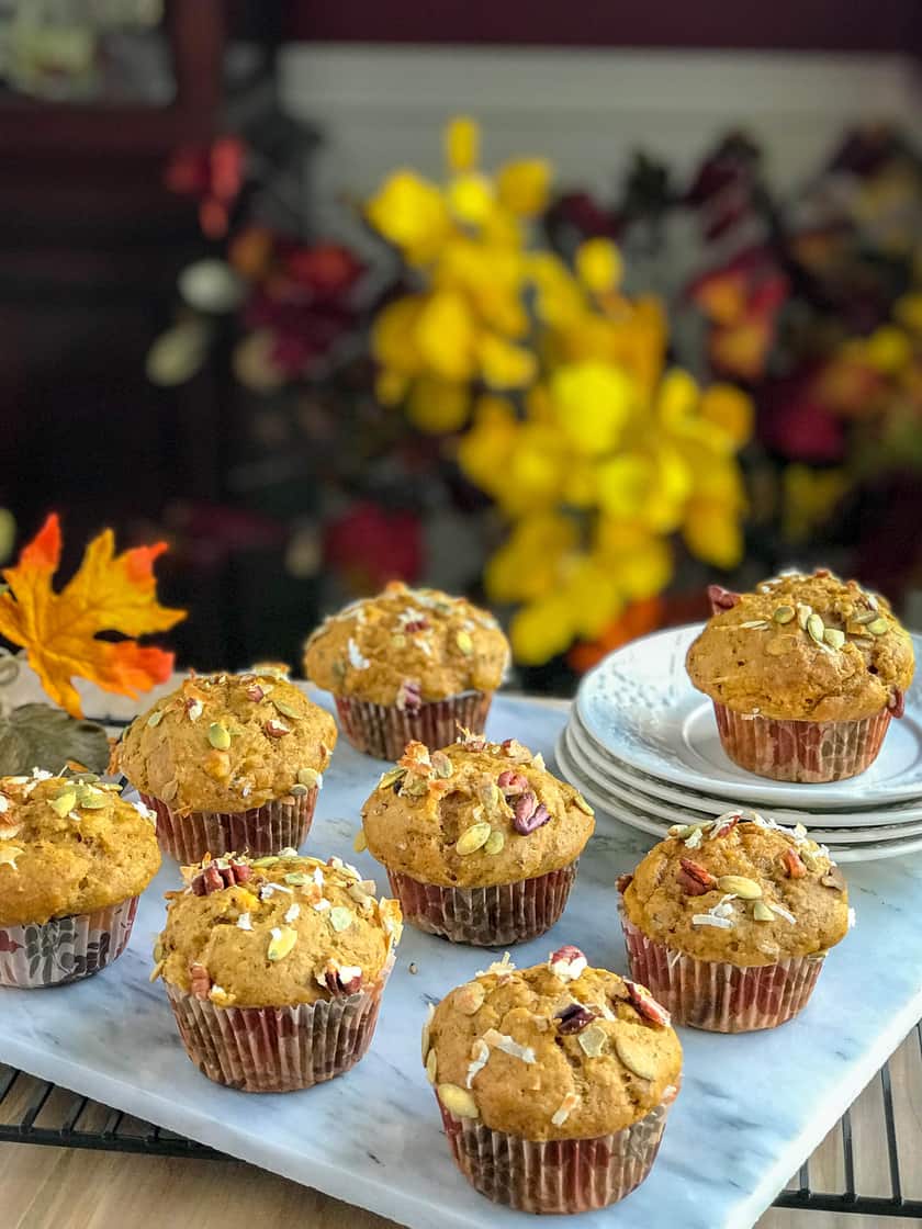 Coffee Shop Worthy Coconut Pumpkin Pecan Muffins | 31Daily.com