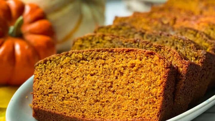 Verticle view of pumpkin bread
