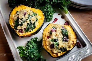 Stuffed Acorn Squash with Quinoa, Kale and Cranberries | 31Daily.com