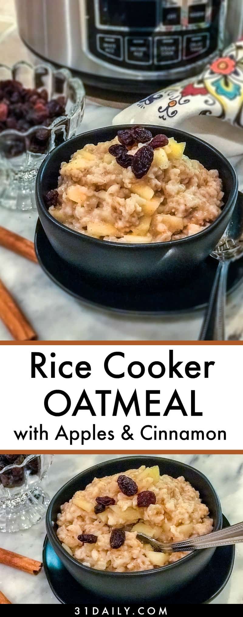 Easy Rice Cooker Oatmeal with Apples and Cinnamon - 31 Daily