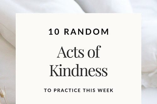 Pinterest Pin with a blank notebook for writing 10 Random Acts of Kindness to practice this week.