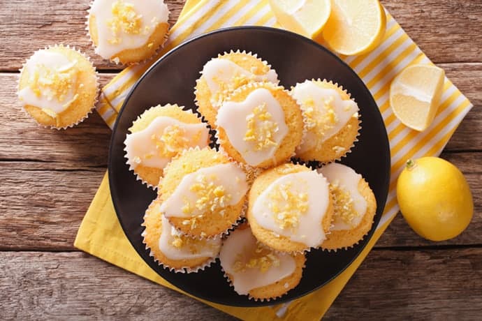 Greek Yogurt Lemon Muffins with Lemon Glaze