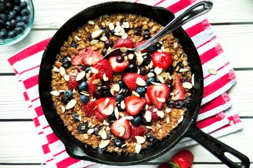 Strawberry Baked Oatmeal with Blueberries and Toasted Almonds | 31Daily.com