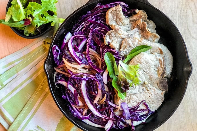 Easy Skillet Balsamic Honey Pork and Red Cabbage | 31Daily.com