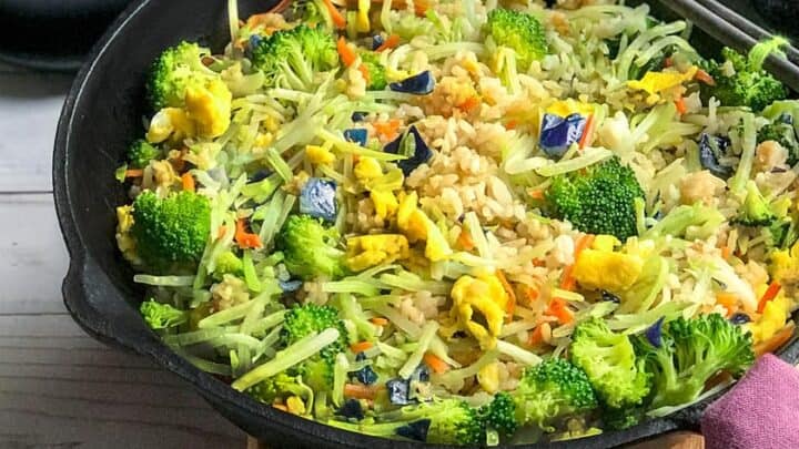 Easy Fried Rice with Broccoli Cabbage Slaw | 31Daily.com