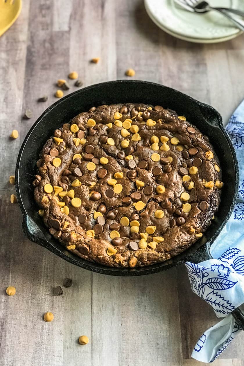 So Easy Double Chocolate Peanut Butter Skillet Cookie | 31Daily.com