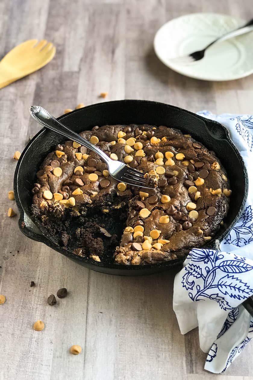 So Easy Double Chocolate Peanut Butter Skillet Cookie | 31Daily.com
