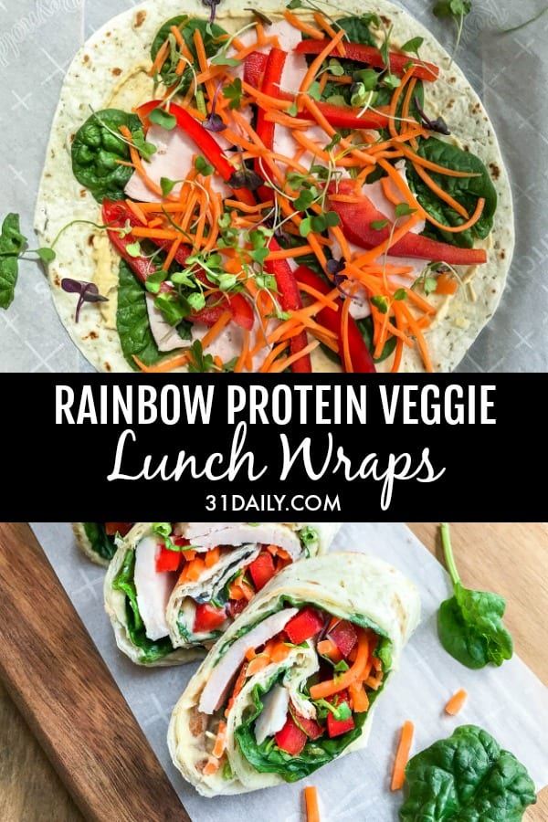5 Minute Rainbow Protein Veggie Wraps 31 Daily