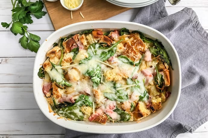 Spinach, Ham and Cheese Strata Recipe | 31Daily.com