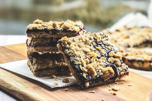 Blackberry Jam Bars cut into squares