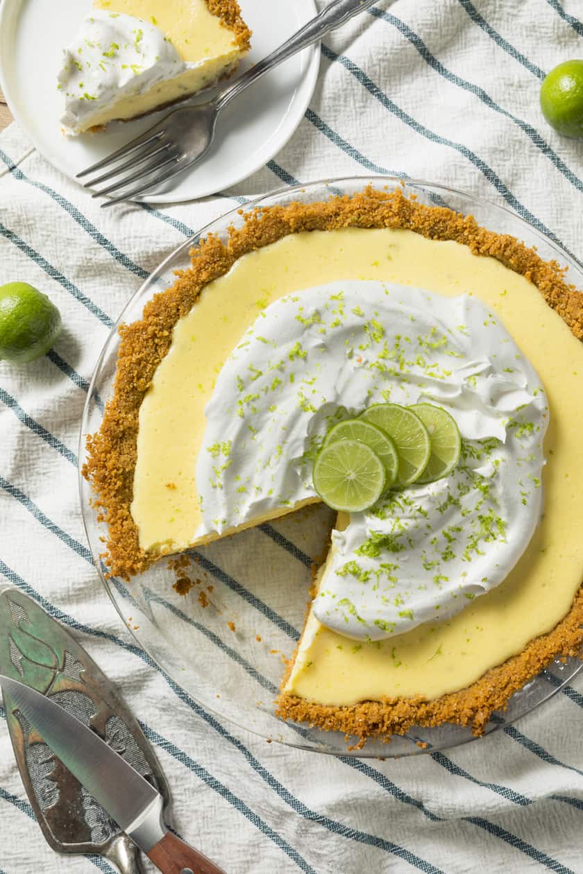 Key Lime Pie with a slice missing