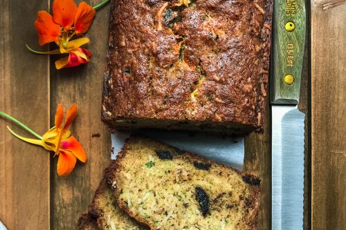 Loaf of Chocolate Chunk Zucchini Bread