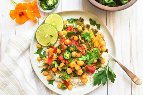 Chickpea Curry on White Plate
