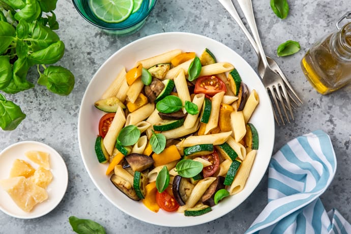 Vegetable Pasta on White Plate