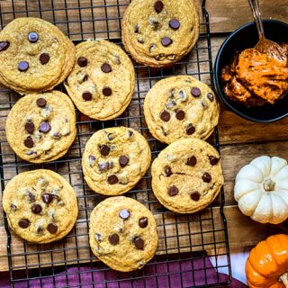 Pumpkin Butter Chocolate Chip Cookies Cooling on a Rack