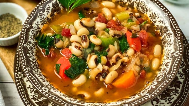 Side view of Black Eyed Peas Soup