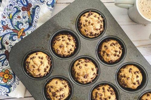 Horitzontal View of Peanut Butter Muffins in Tins
