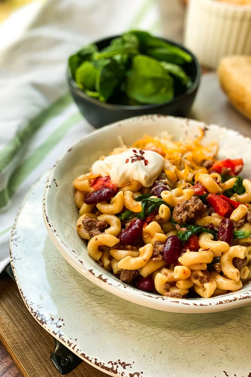 Closeup view of Chili Mac