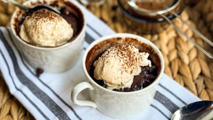 Closeup view of Nutella Mug Cake