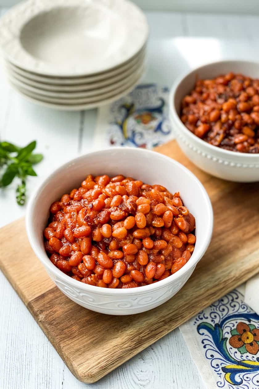 Two bowls of Instant Pot Baked Beans