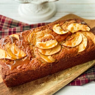 Side view of Apple Cake with Brown Sugar Maple Glaze