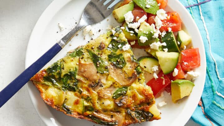 Slice of Spinach Mushroom Frittata