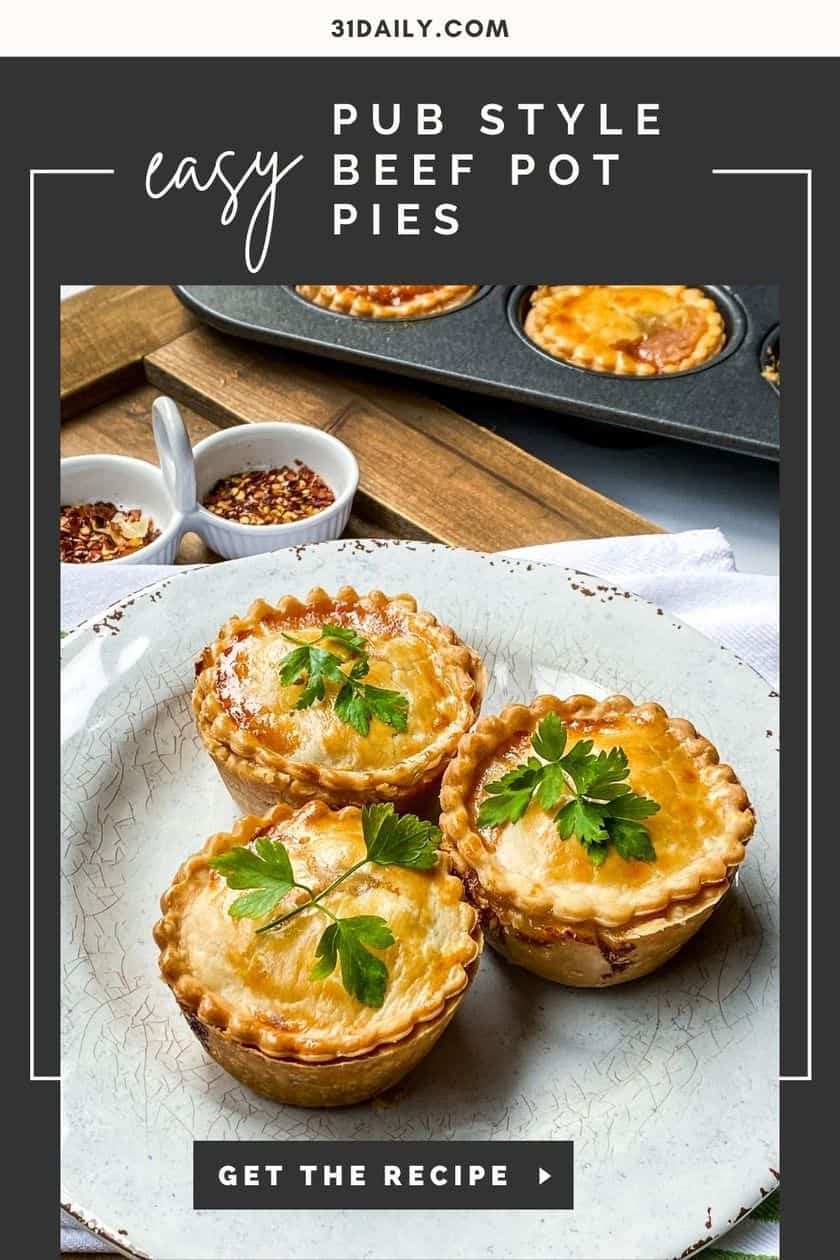 Pinterest Pin for Pub-Style Beef Pot Pies in Muffin Tins