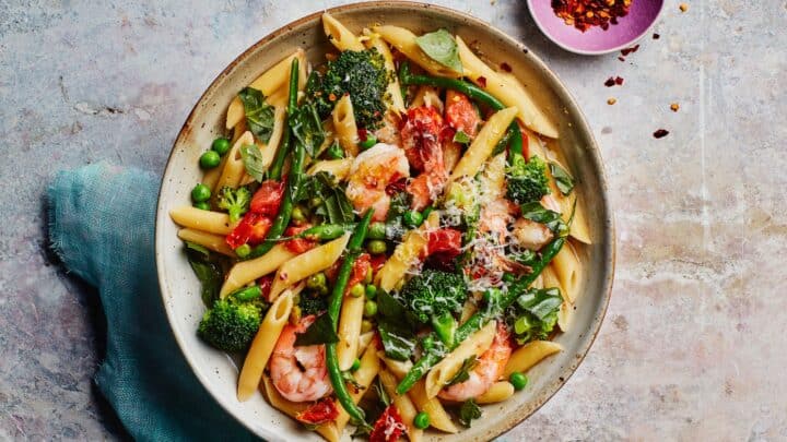 One Pot Pasta Primavera with Shrimp