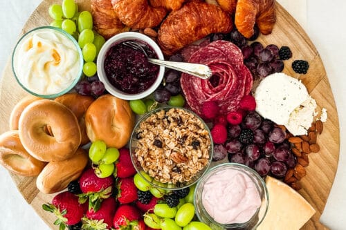 Top view of Brunch Charcuterie Cheese Board