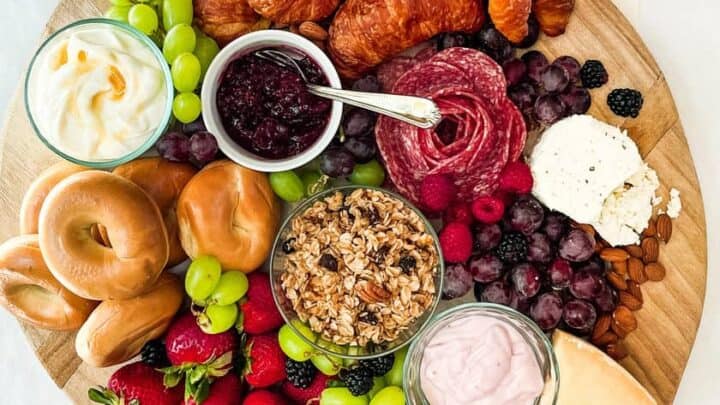 Top view of Brunch Charcuterie Cheese Board