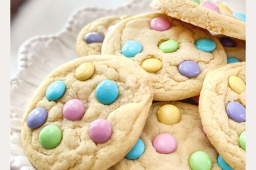 Pinterest Pin for Easter M&M Cookies Recipe