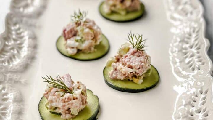 Ham Salad on cucumber slices