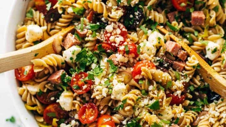 Italian Pasta Salad in Serving Bowl