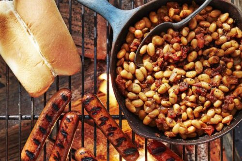 Hot Dogs and Quick Cast Iron Skillet Beans for Camping Recipes