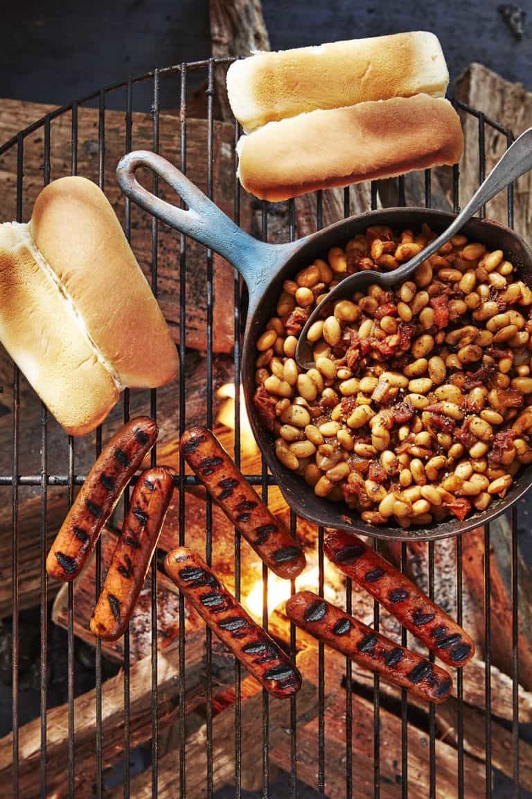 Hot Dogs and Quick Cast Iron Skillet Beans for Camping Recipes