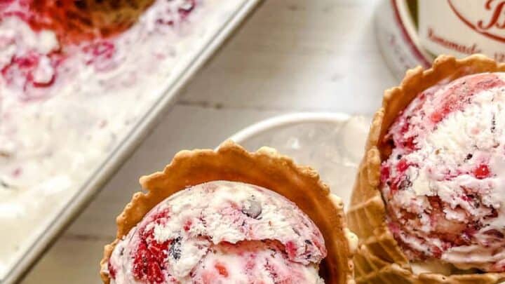 Berry No Churn Ice Cream Cones