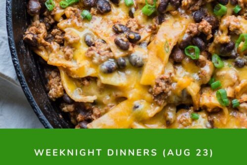Pinterest Pin for August Skillet Dinners: What to Cook (Aug 23)