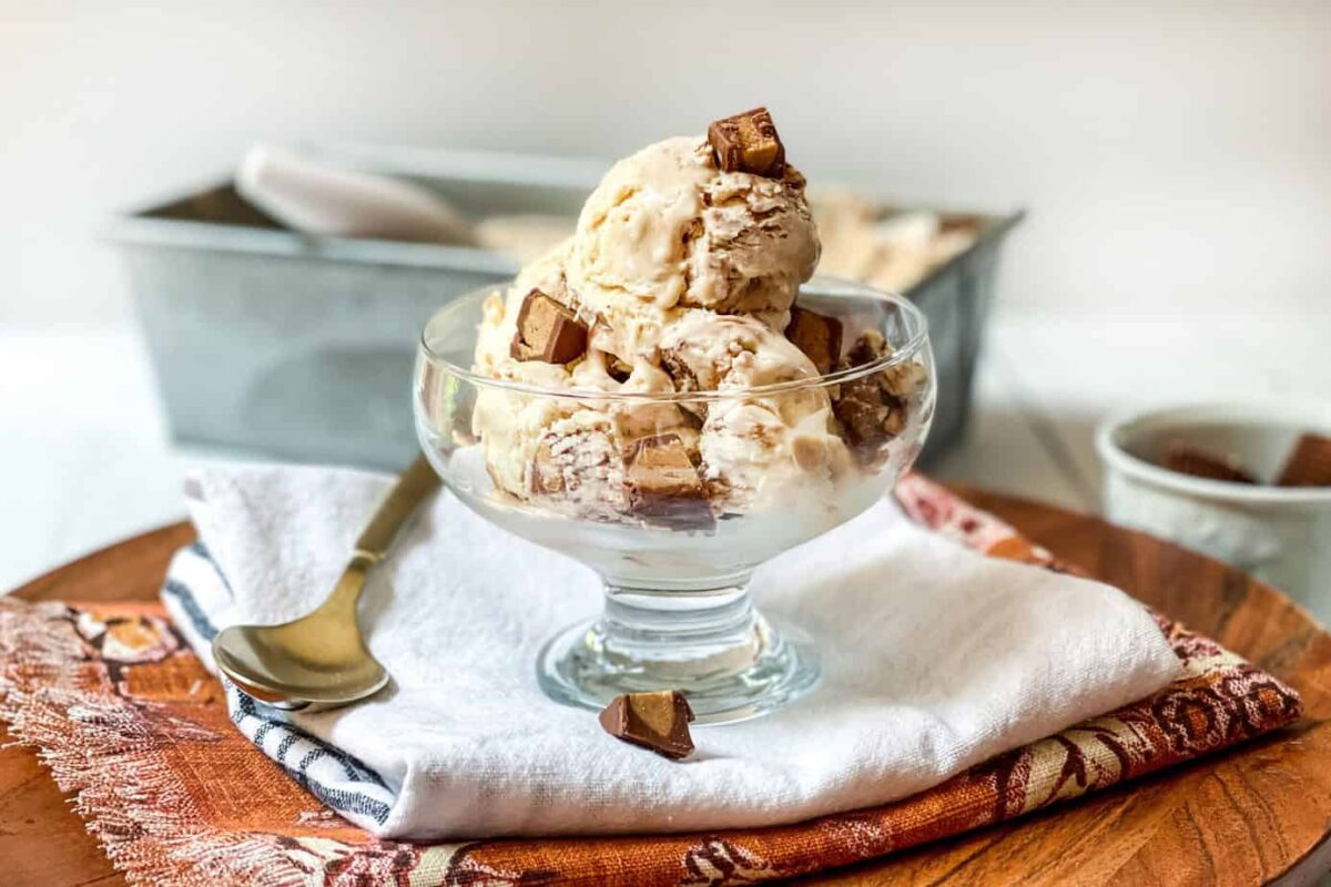 Scoops of No Churn Peanut Butter Chocolate Ice Cream