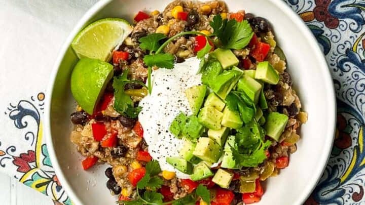 Top view of Slow Cooker Turkey Chili with Sour Cream