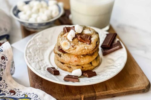 S'mores Cookies on a white plate
