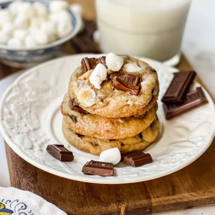 S'mores Cookies on a white plate