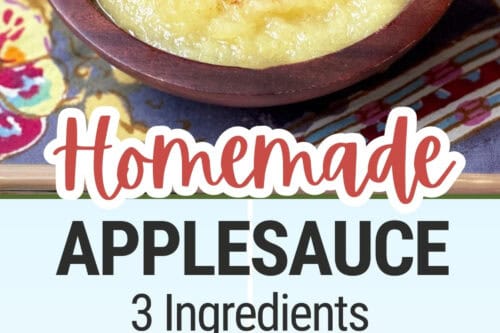 Three image collage of homemade applesauce including chopped apples as a Pinterest Pin.