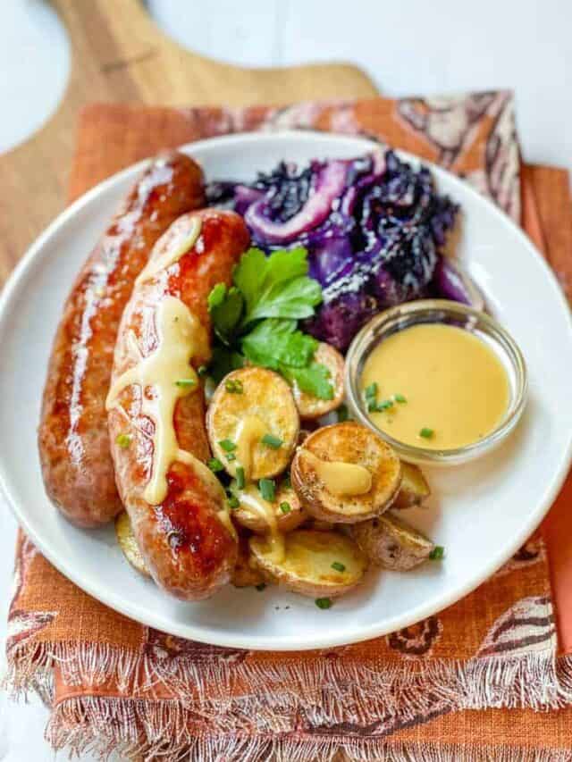 Sheet Pan German Bratwurst, Potatoes and Cabbage