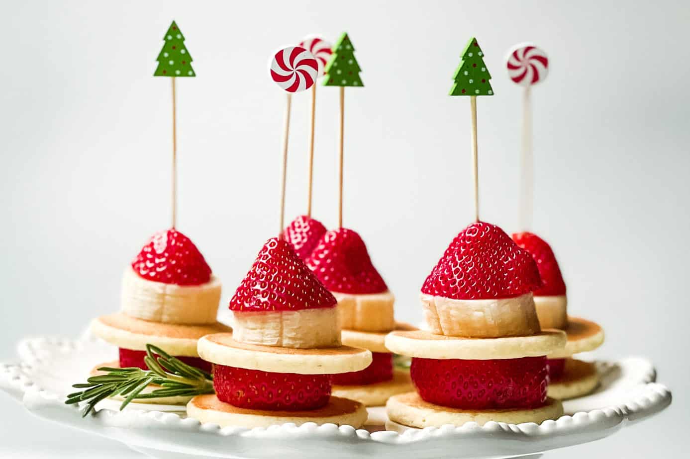Closeup view of Christmas Mini Pancake Stacks
