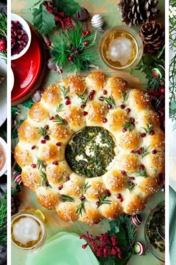 Three image collage of Christmas breads and holiday loaves to bake for Christmas dinner or as food gifts.